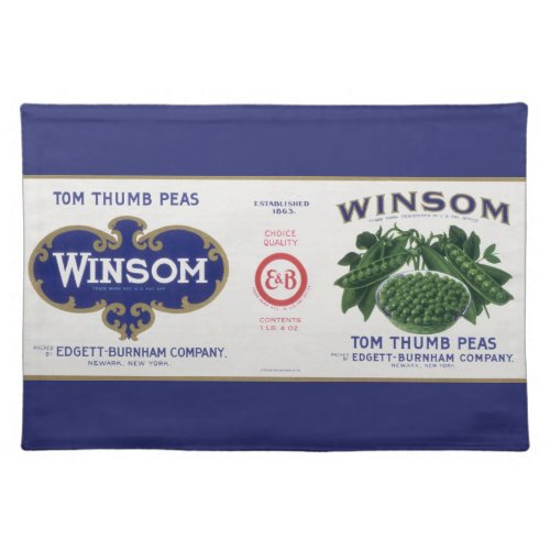 Vintage Vegetable Can Label Art Winsom Peas Cloth Placemat