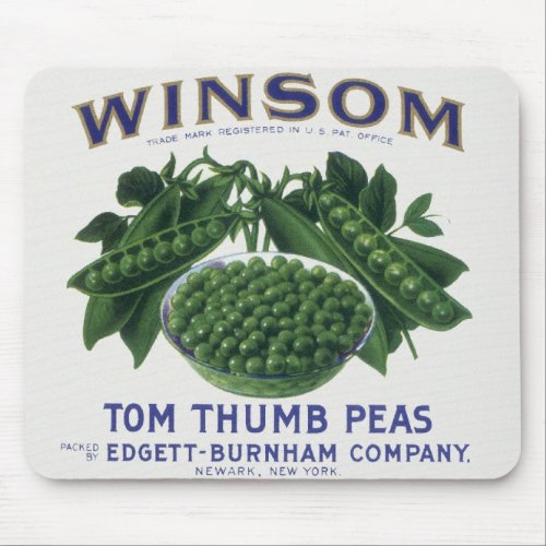 Vintage Vegetable Can Label Art Winsom Peas Mouse Pad