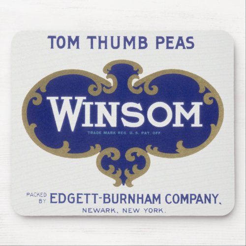 Vintage Vegetable Can Label Art Winsom Peas Mouse Pad