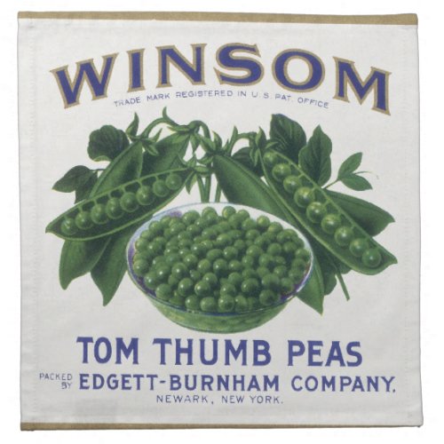 Vintage Vegetable Can Label Art Winsom Peas Napkin