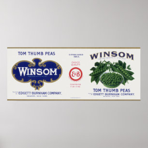 Vintage Vegetable Can Label Art, Winsom Peas Poster