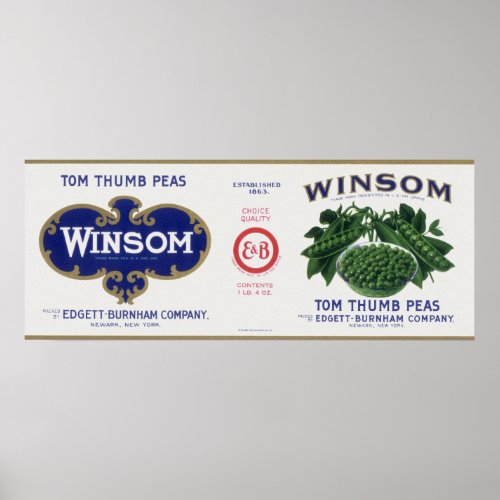 Vintage Vegetable Can Label Art Winsom Peas Poster