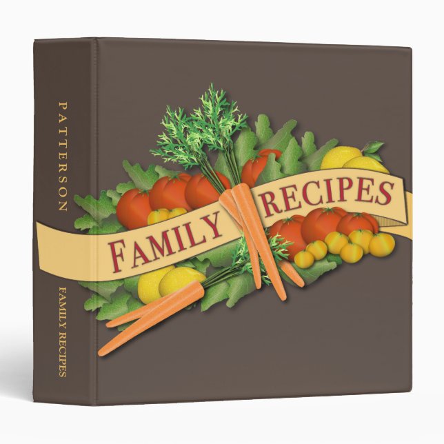 Vintage Vegetable Family Recipe Binder (Front/Spine)