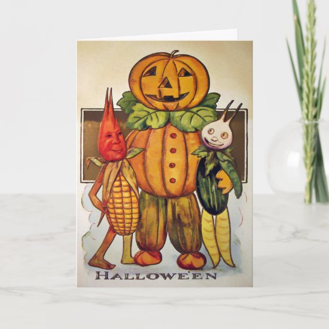 Vintage Vegetable Halloween Card (Front)