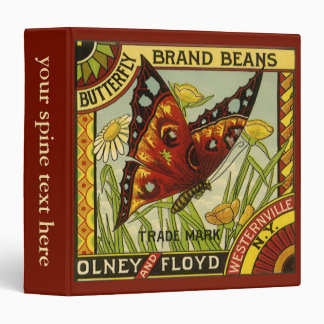 Vintage Vegetable Label Art, Butterfly Brand Beans 3 Ring Binder