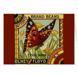 Vintage Vegetable Label Art, Butterfly Brand Beans Cards