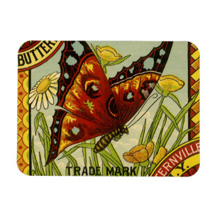 Vintage Vegetable Label Art, Butterfly Brand Beans Magnet