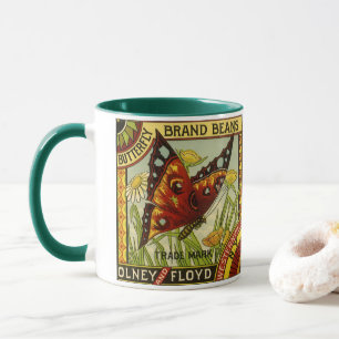 Vintage Vegetable Label Art, Butterfly Brand Beans Mug