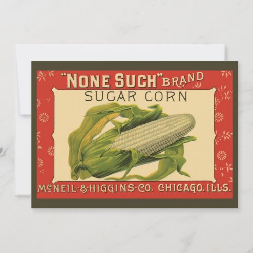 Vintage Vegetable Label Art None Such Sugar Corn