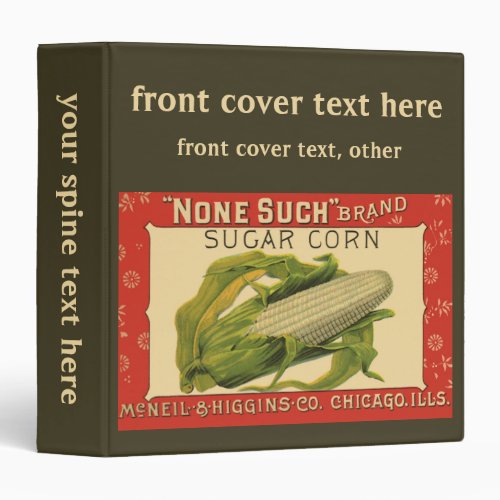 Vintage Vegetable Label Art None Such Sugar Corn Binder