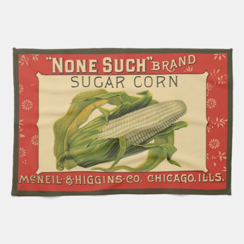 Vintage Vegetable Label Art None Such Sugar Corn Kitchen Towel