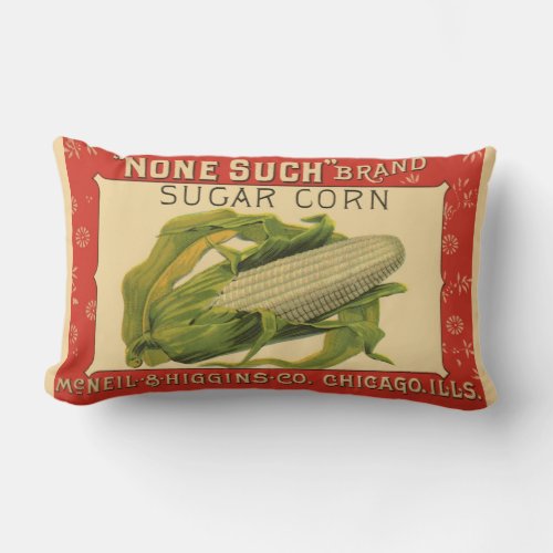 Vintage Vegetable Label Art None Such Sugar Corn Lumbar Pillow