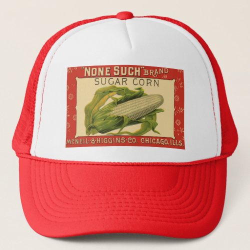 Vintage Vegetable Label Art None Such Sugar Corn Trucker Hat