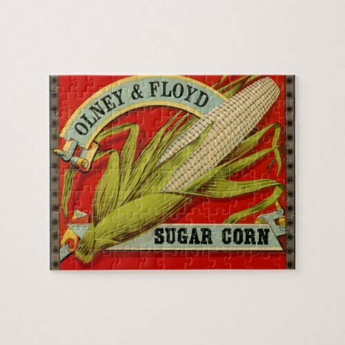 Vintage Vegetable Label Olney  Floyd Sugar Corn Jigsaw Puzzle