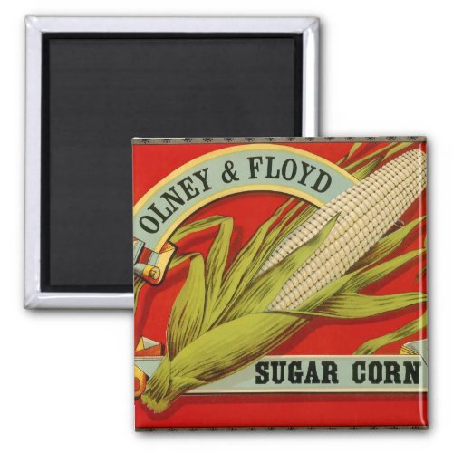 Vintage Vegetable Label Olney  Floyd Sugar Corn Magnet
