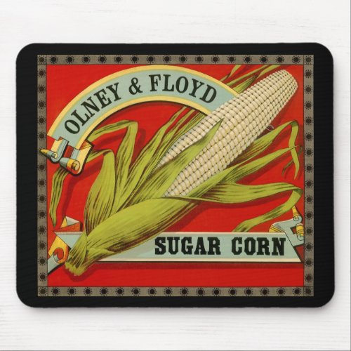 Vintage Vegetable Label Olney  Floyd Sugar Corn Mouse Pad