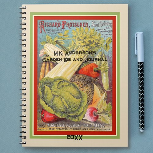 Vintage Vegetable Seed Catalog Personalized Notebook