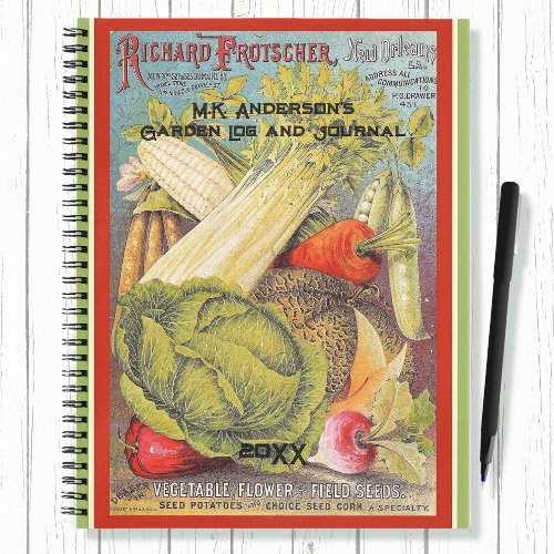 Vintage Vegetable Seed Catalog Personalized Spiral Notebook