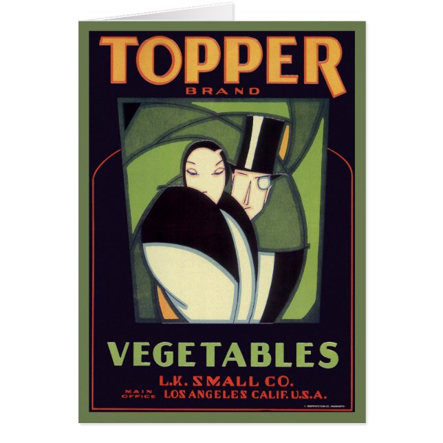 Vintage Vegetable Topper Label, Art Deco Romance (Front)