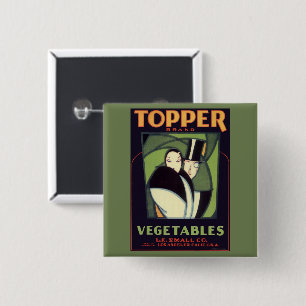 Vintage Vegetable Topper Label, Art Deco Romance Button