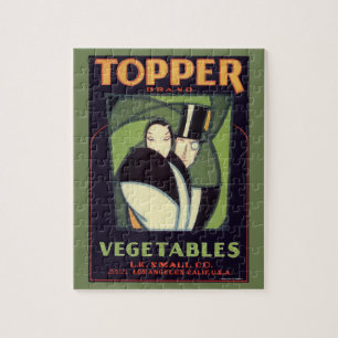 Vintage Vegetable Topper Label, Art Deco Romance Jigsaw Puzzle