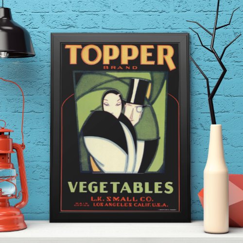 Vintage Vegetable Topper Label Art Deco Romance Poster