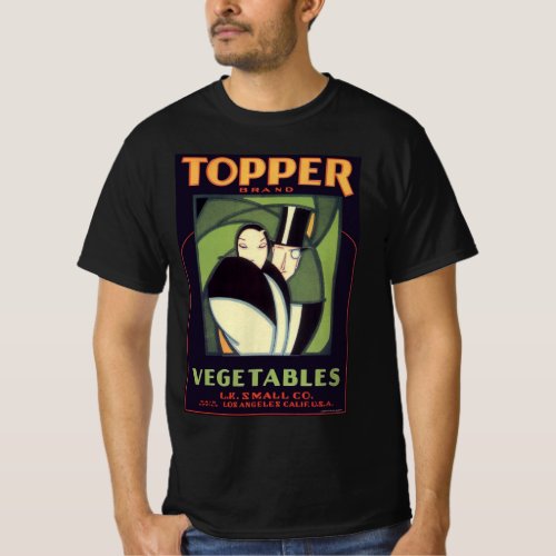 Vintage Vegetable Topper Label Art Deco Romance T_Shirt