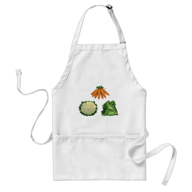 Vintage Vegetables; Carrots, Cauliflower, Lettuce Adult Apron (Front)