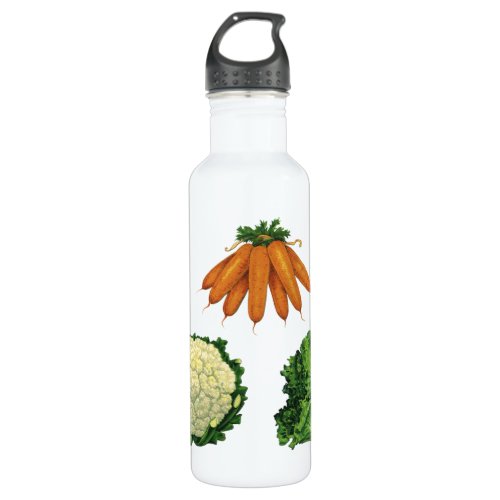 Vintage Vegetables Carrots Cauliflower Lettuce Stainless Steel Water Bottle