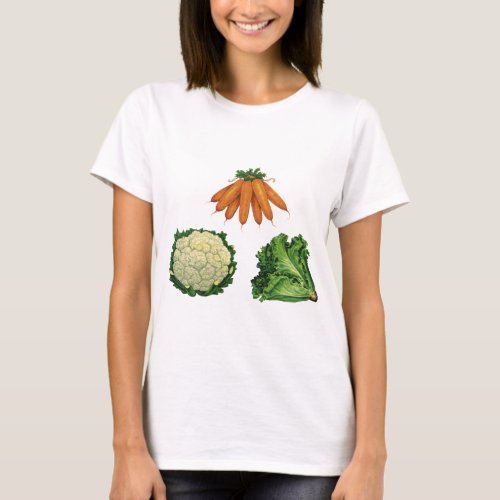 Vintage Vegetables Carrots Cauliflower Lettuce T_Shirt