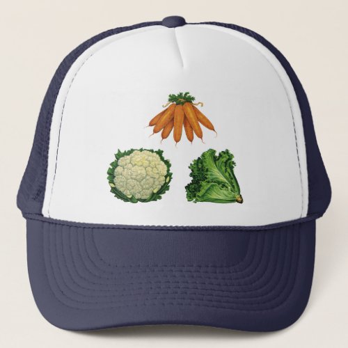 Vintage Vegetables Carrots Cauliflower Lettuce Trucker Hat