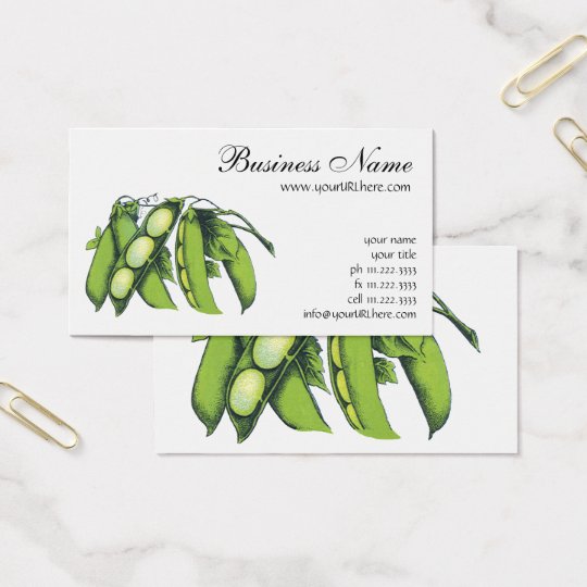 Vintage Vegetables; Lima Beans, Organic Farm Foods Business Card