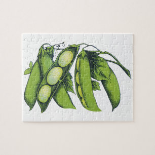 Vintage Vegetables; Lima Beans, Organic Farm Foods Jigsaw Puzzle
