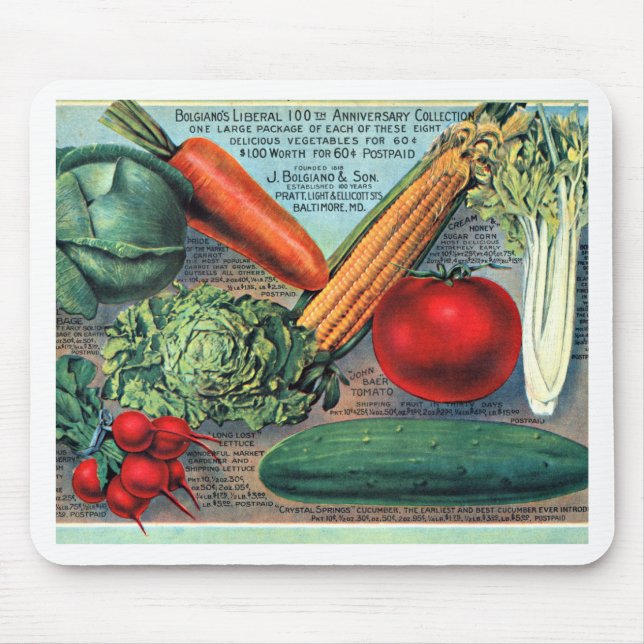 Vintage Vegetables Mouse Pad (Front)