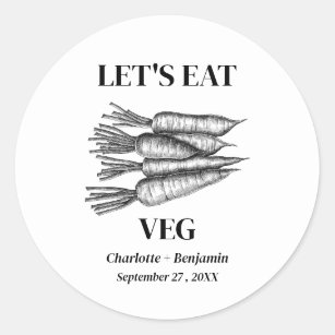 Vintage Vegetarian Wedding Meal Place Card Classic Round Sticker