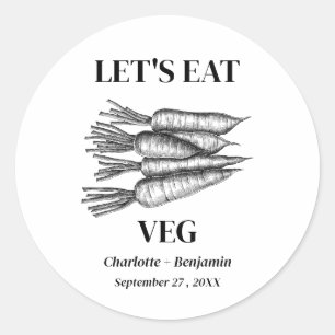 Vintage Vegetarian Wedding Meal Place Card Classic Round Sticker