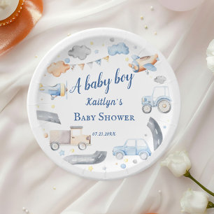 Vintage Vehicle Baby Shower Celebration Paper Plates