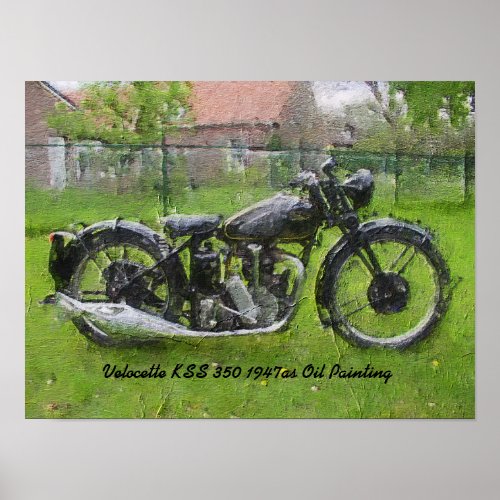 Vintage Velocette KSS motorcycle Oil Paint Poster