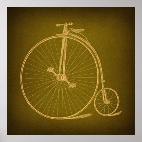 Vintage Velocipede Bicycle Antique High Wheel Bike Poster