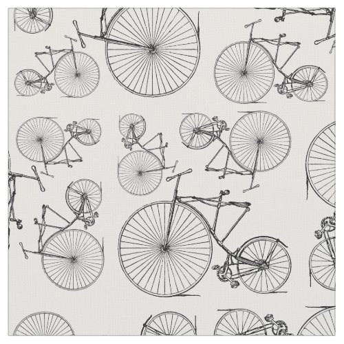 Vintage Velocipede Bicycles Retro Bike Art Pattern Fabric