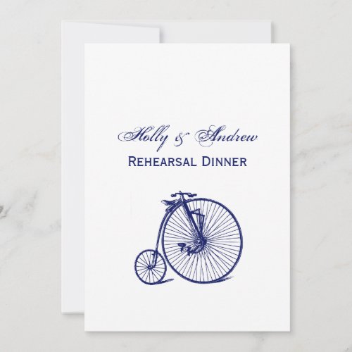 Vintage Velocipede Penny Farthing Bicycle Bike Blu Invitation