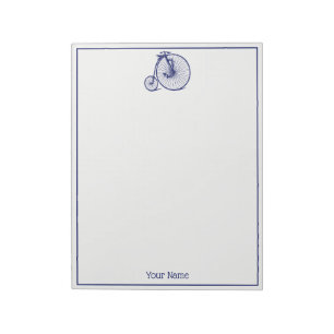 Vintage Velocipede Penny Farthing Bicycle Bike Blu Notepad