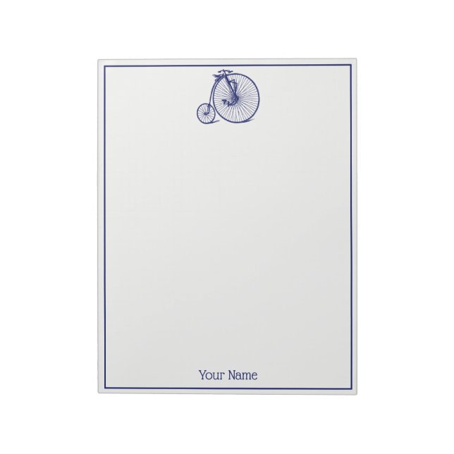 Vintage Velocipede Penny Farthing Bicycle Bike Blu Notepad (Rotated)