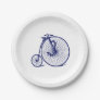 Vintage Velocipede Penny Farthing Bicycle Bike Blu Paper Plates