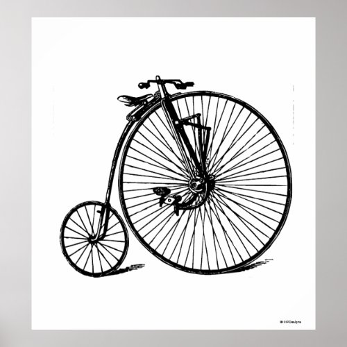 Vintage Velocipede Penny Farthing Bicycle Bike Poster