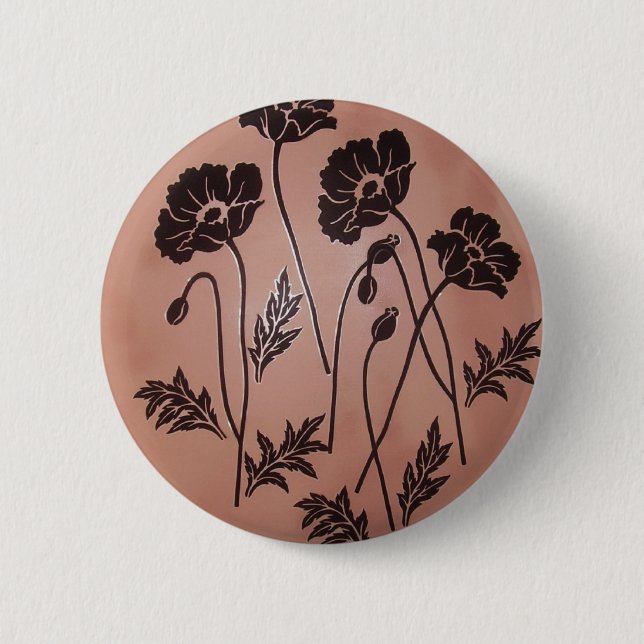 Vintage Velvet Poppies Button (Front)