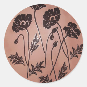Vintage Velvet Poppies Classic Round Sticker