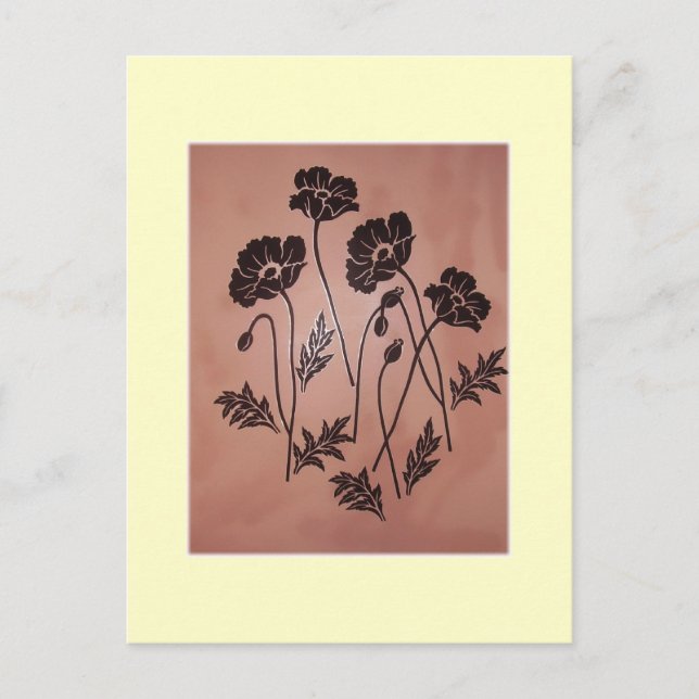 Vintage Velvet Poppies Postcard (Front)