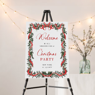 Vintage Velvet Red Bow Welcome Christmas Party Foam Board