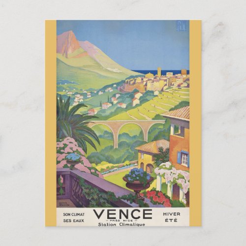 Vintage Vence France French Riviera Travel Postcard